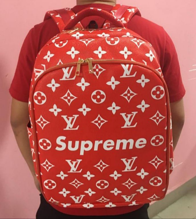 supreme louis vuitton red backpack