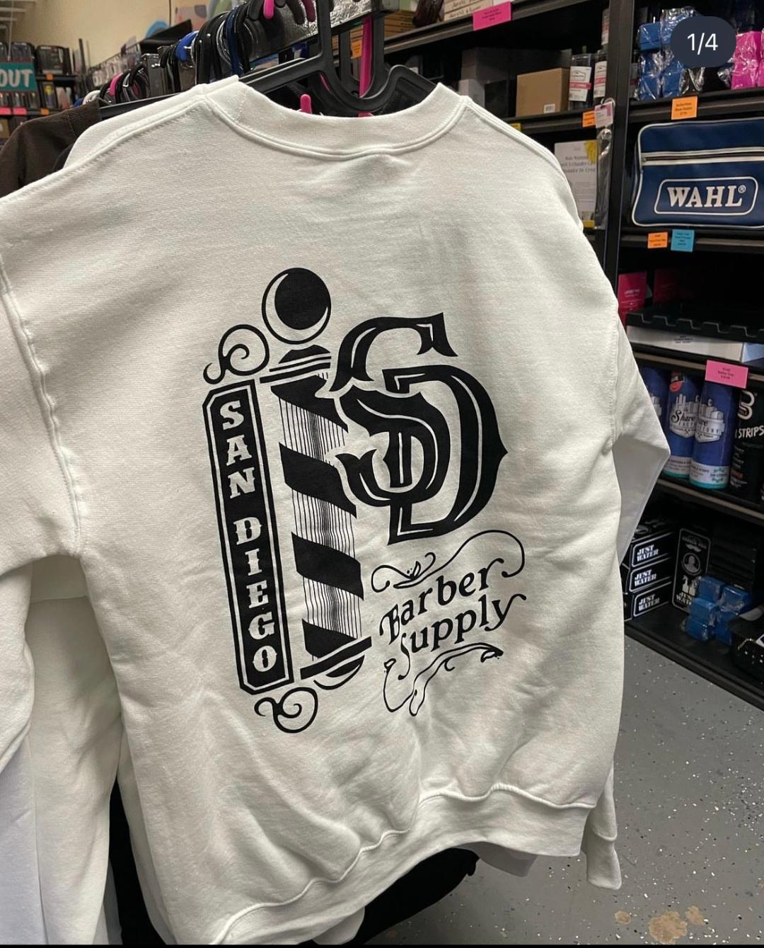 SD Barber Supply White Crew Neck